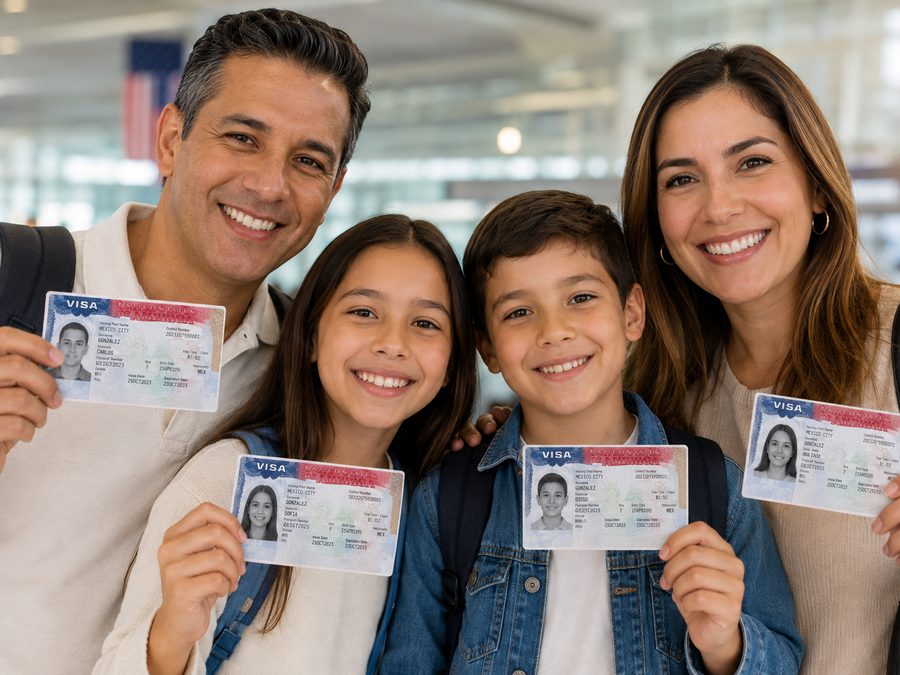 Asesor de Tu Visa Fácil revisando checklist de documentación con una clienta para visa familiar