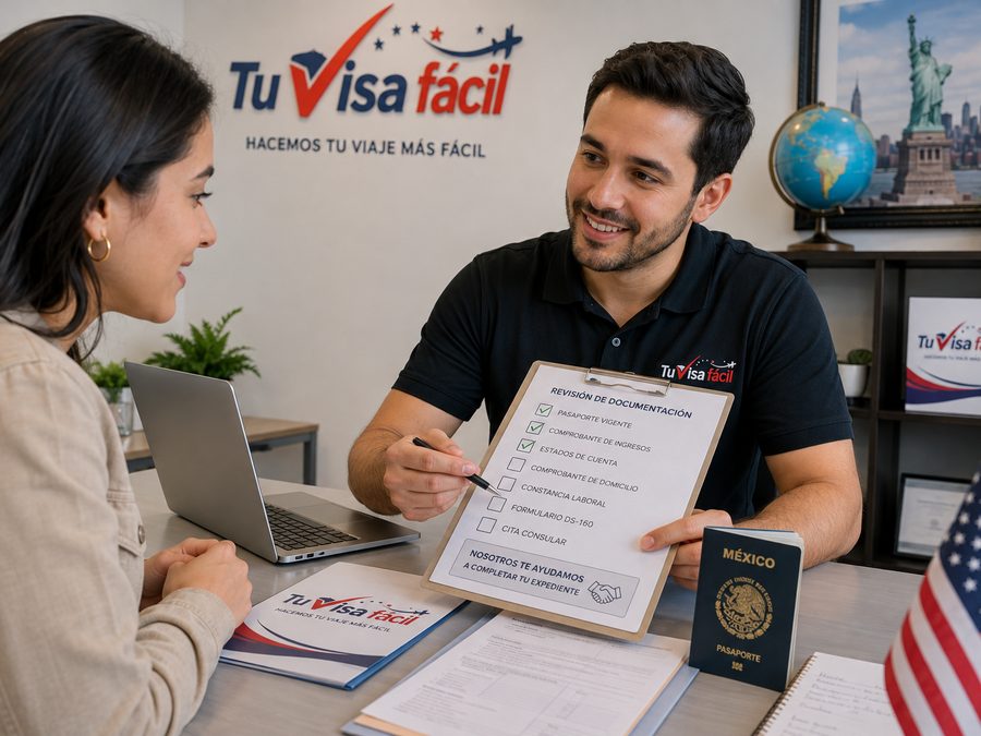 Familia mostrando con orgullo sus visas americanas aprobadas, trámite plus de Tu Visa Fácil
